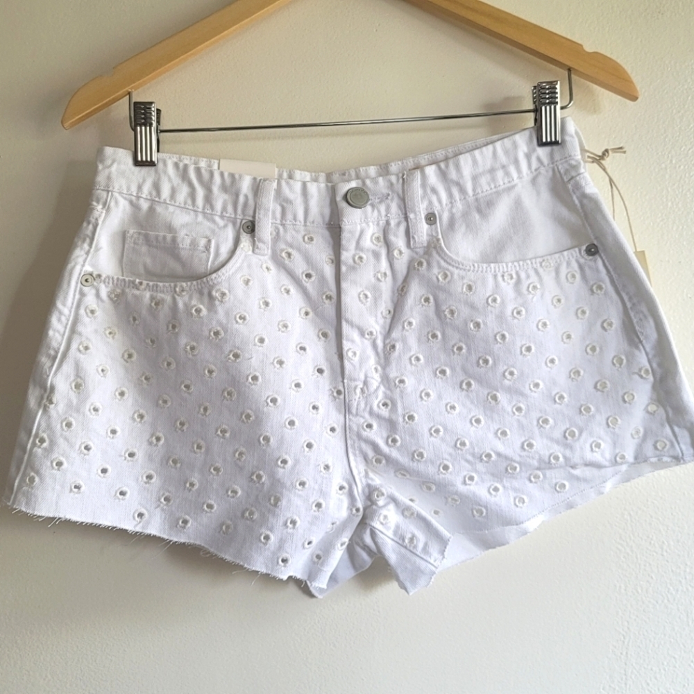 BLANKNYC,The Barrow Vintage High Rise Eyelet Denim Shorts,Head In The Clouds, 27